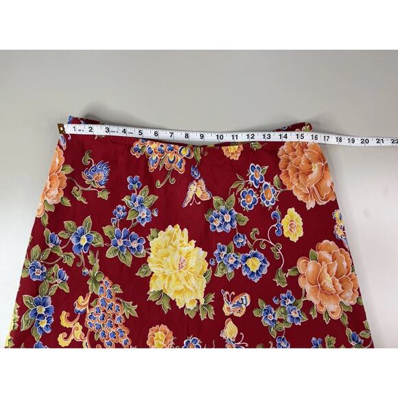 VTG Womens Floral Stretch Skirt 14 XL Red 90s Y2K Feminine Cottage Fairy Grunge - Picture 4 of 9